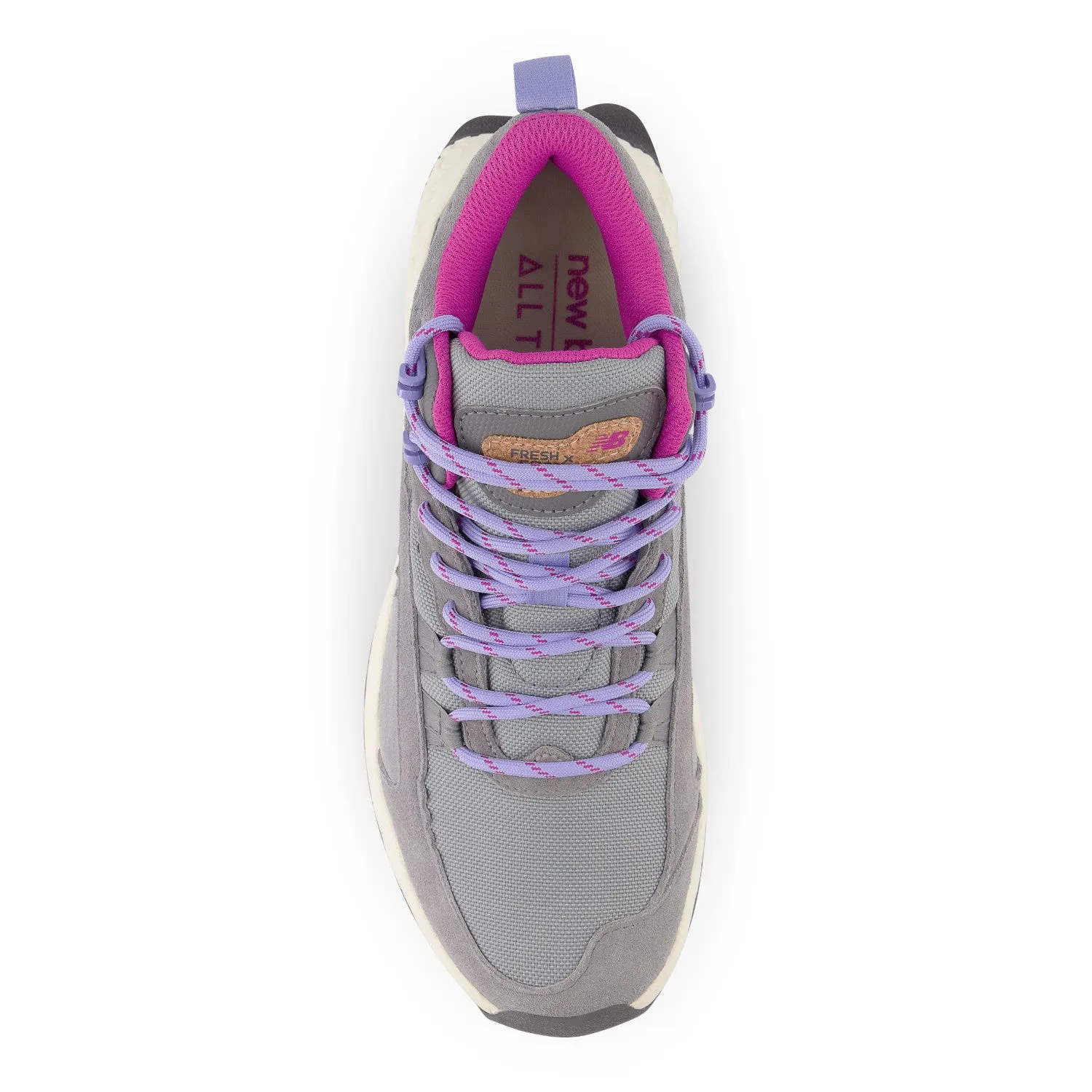 Women's New Balance Fresh Foam X Hierro Mid GTX Color: Steel with Castlerock and Magenta