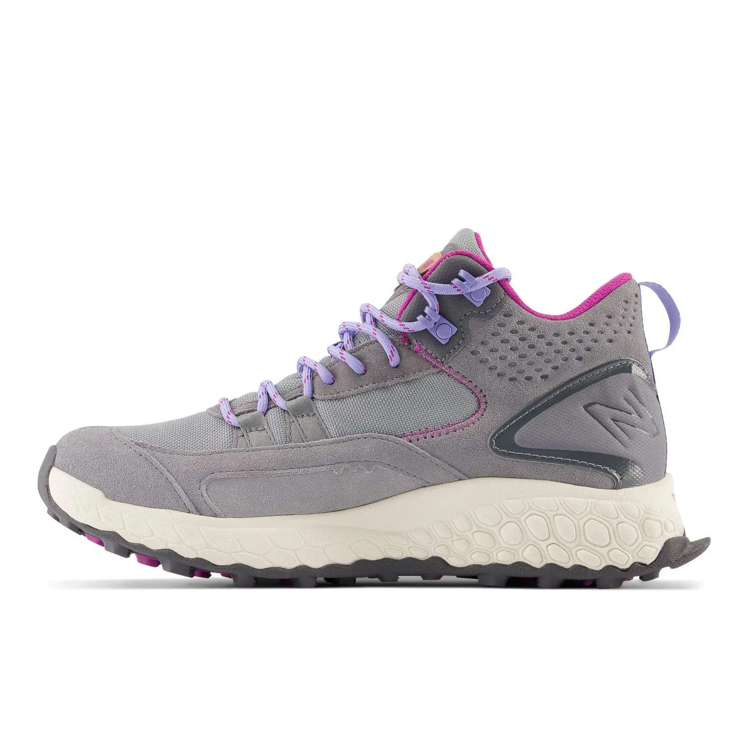 Women's New Balance Fresh Foam X Hierro Mid GTX Color: Steel with Castlerock and Magenta