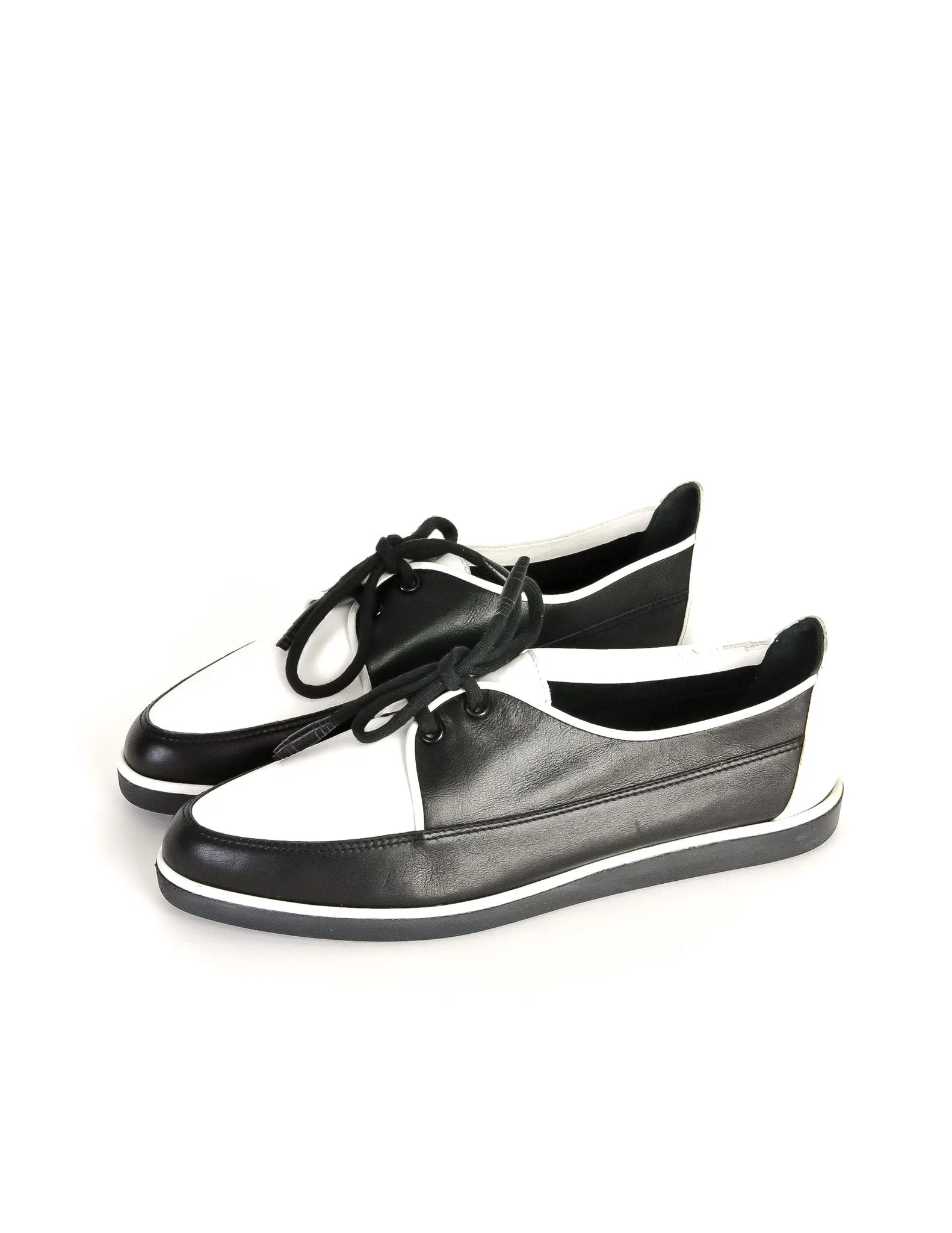 YSL Vintage Black & White Leather Creeper Sneakers