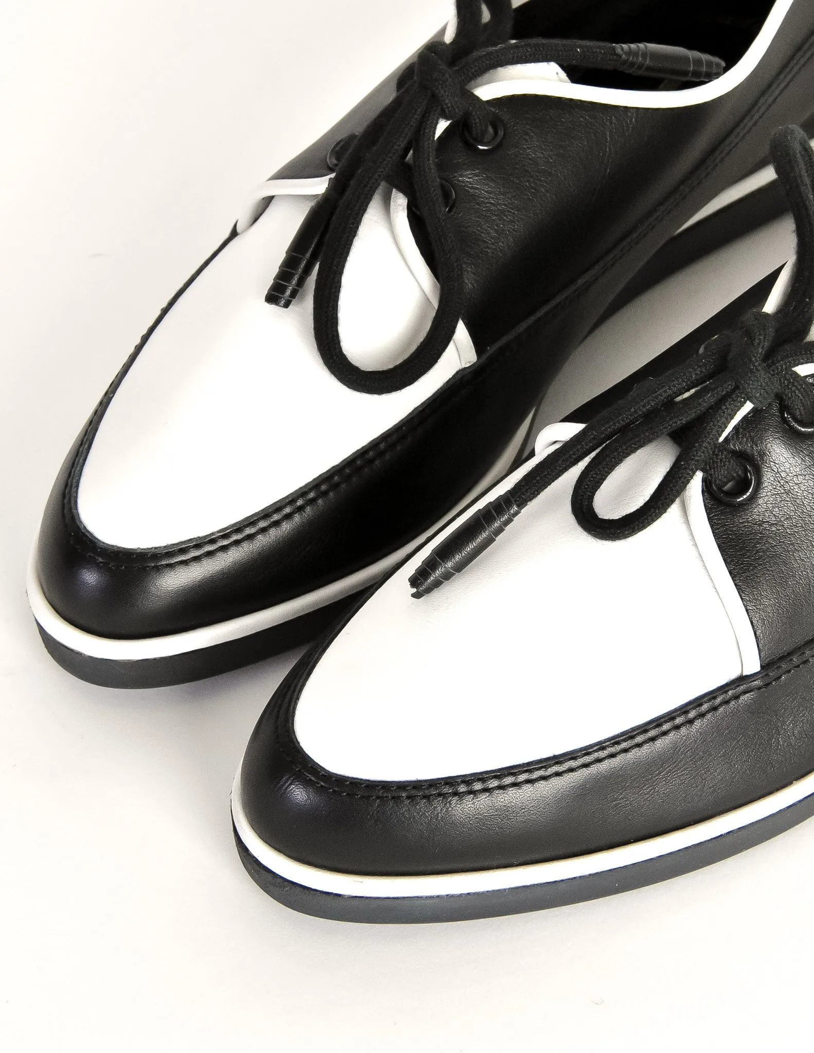 YSL Vintage Black & White Leather Creeper Sneakers