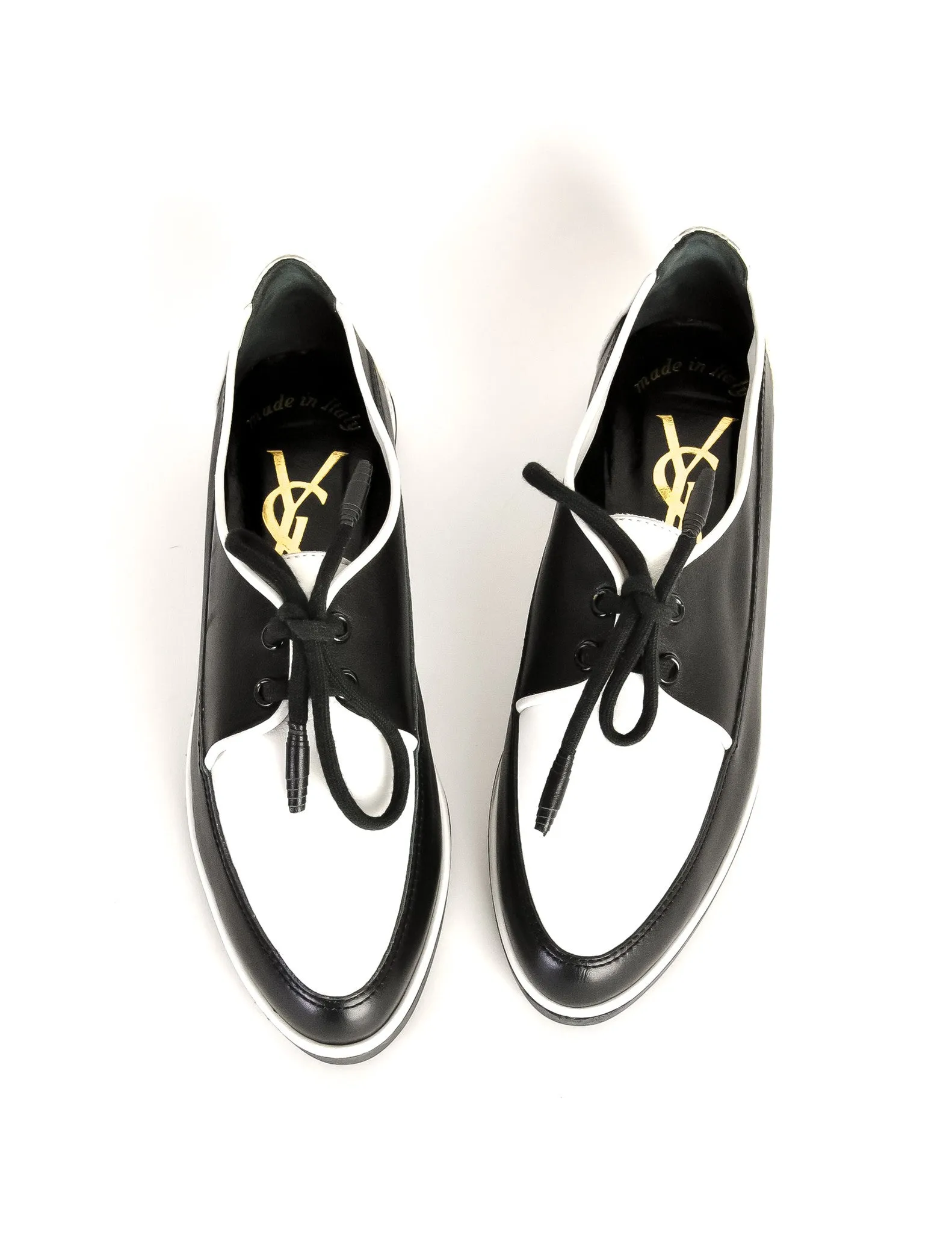 YSL Vintage Black & White Leather Creeper Sneakers