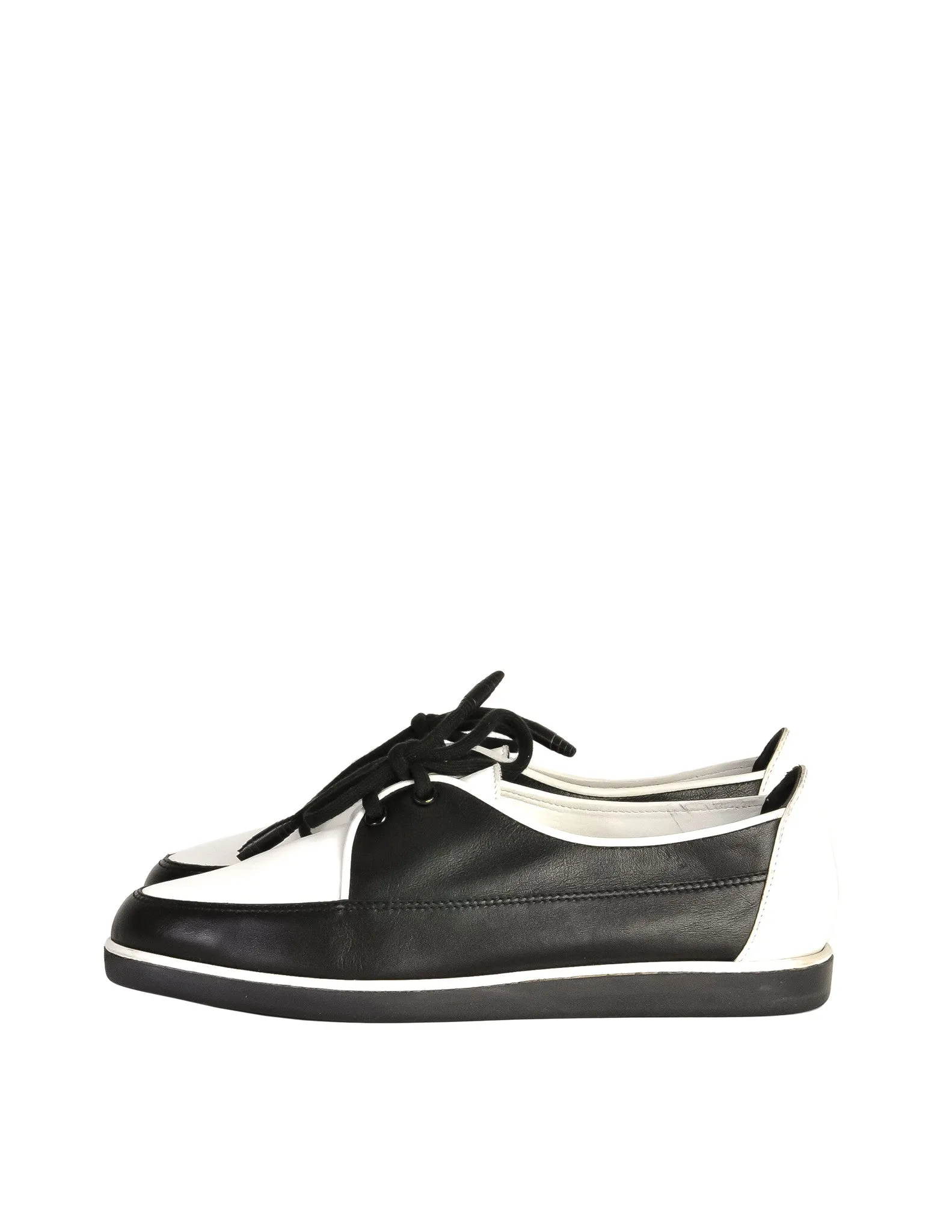 YSL Vintage Black & White Leather Creeper Sneakers